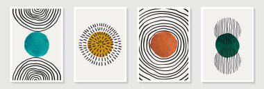 Yaratıcı minimalist el yapımı, suluboya lekeli ve el çizimi karalama çemberli soyut sanat arkaplanı. Duvar dekorasyonu, kartpostal, poster veya broşür için tasarım.