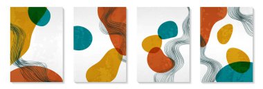 Yaratıcı minimalist el yapımı, suluboya lekeli ve el çizimi karalama şekilli soyut sanat arkaplanı. Duvar dekorasyonu, kartpostal, poster veya broşür için tasarım.