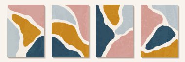 Yaratıcı minimalist el yapımı, suluboya lekeli ve geometrik şekilli soyut sanat arkaplanı. Duvar dekorasyonu, kartpostal, poster veya broşür için tasarım.