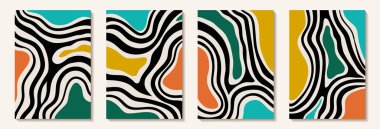 Yaratıcı minimalist el yapımı soyut sanat arkaplanı renkli leke ve siyah soyut çizgi şeklinde. Duvar dekorasyonu, kartpostal, poster ya da broşür için tasarım. Dekoratif tasarım için modern kart.