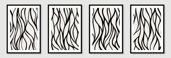 Creatieve Minimalistische Hand Geschilderd Abstracte Kunstachtergrond Met Zwarte Abstracte Lijnvorm — Stockvector