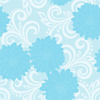 Yıldız Çiçeği çiçek ve soyut floral swirls ile Seamless Modeli
