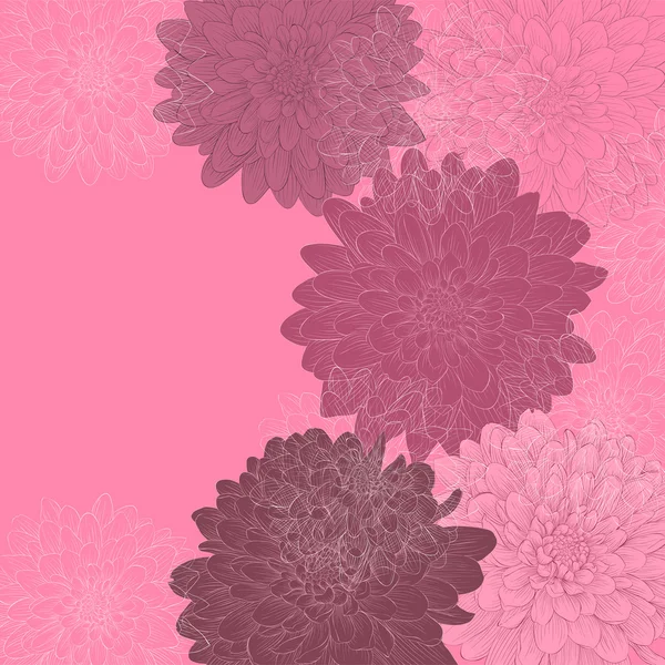 Beau fond avec cadre de fleurs dahlia . — Image vectorielle