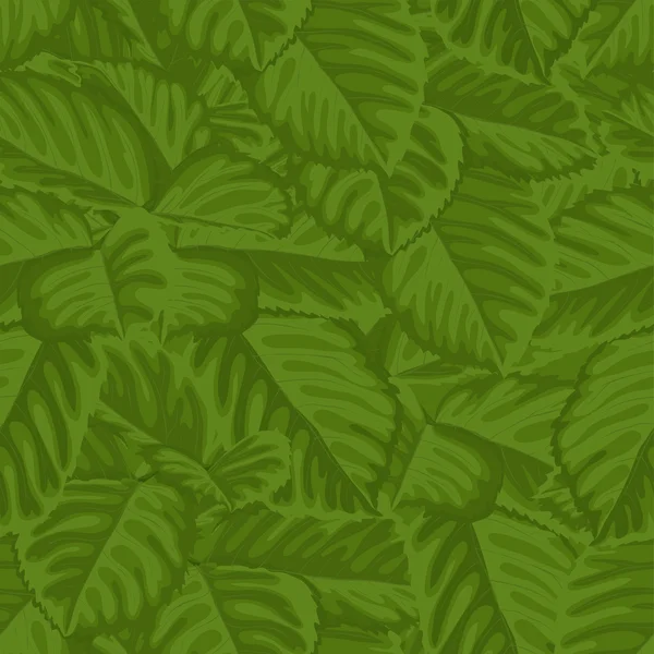Latar belakang mulus dengan daun hijau. Gambar tangan dengan efek gambar di cat air - Stok Vektor