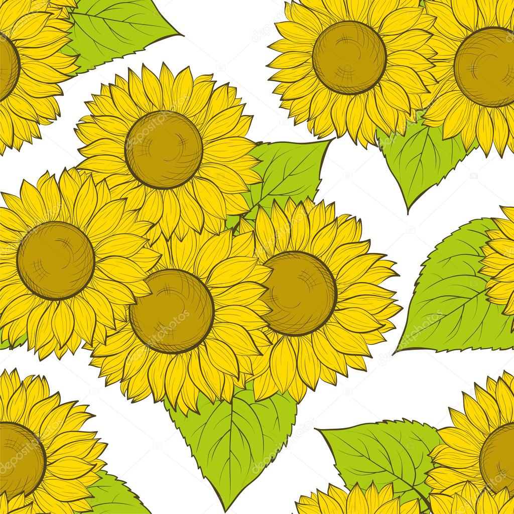beautiful seamless background with sunflowers.