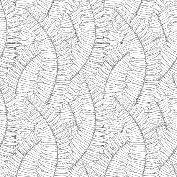 Schwarz und weiß nahtloser Hintergrund mit Farnblättern — Stockvektor