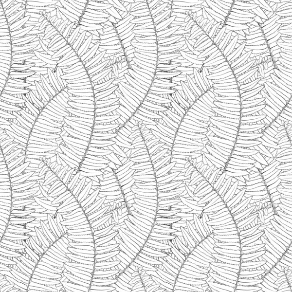 Black and white seamless background with fern leaves Stock Vector