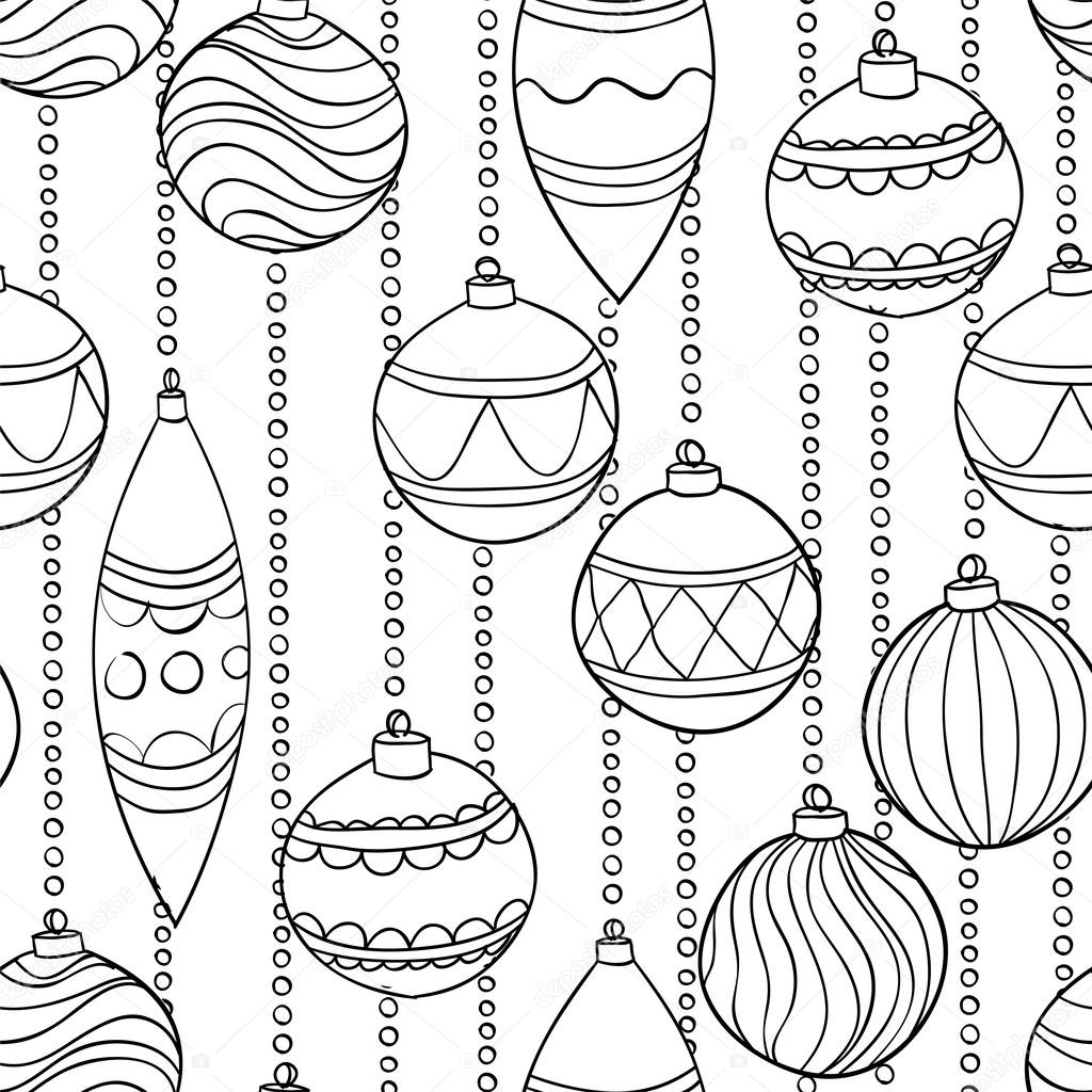  monochrome, black and white seamless Pattern With Christmas Balls