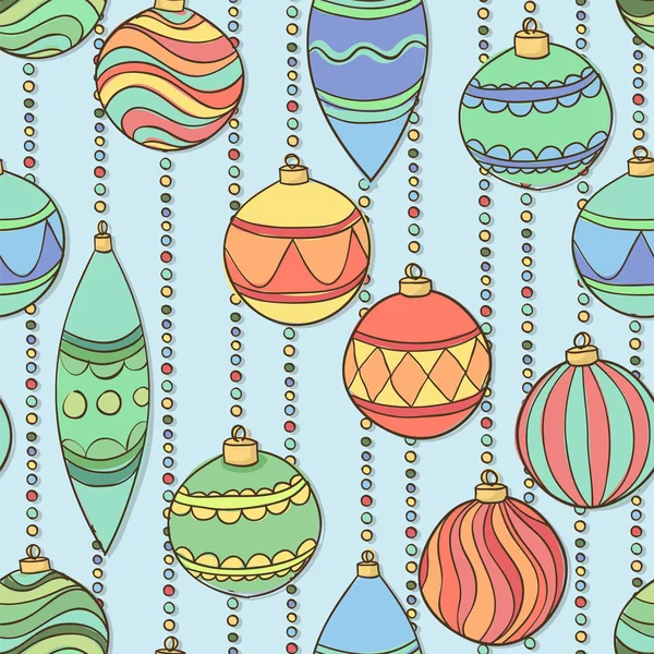 Modèle sans couture vectoriel avec boules de Noël — Image vectorielle