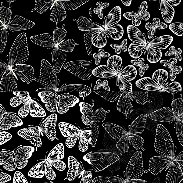 güzel tek renkli siyah ve beyaz sorunsuz arka plan kelebekler ile ayarla.