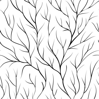 Beautiful monochrome black and white seamless background with tree branches. vector