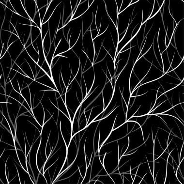 Beautiful monochrome black and white seamless background with tree branches. vector