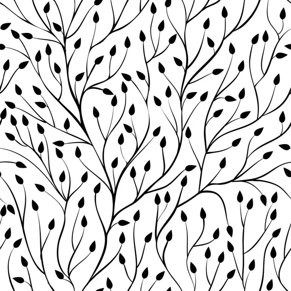 Beautiful monochrome black and white seamless background with tree branches. — 图库矢量图片