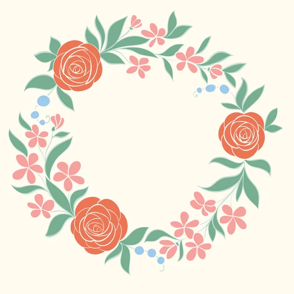 Beautiful Floral circular frame. Hand-drawn background for greeting card and invitations — Stok Vektör