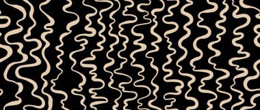 Siyah ve beyaz çizgiler kusursuz desen çiziyor. Şirin, komik, yaratıcı, minimalist sanat geçmişi. Bitmek bilmeyen basit tatil partisi konfeti dokusu, karalama şekilleri, kıvrımlar, dalgalar.