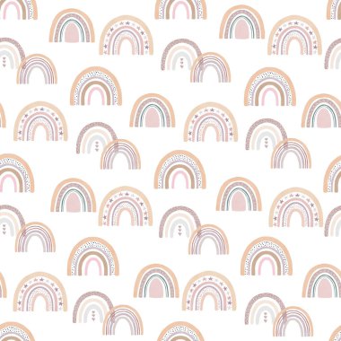 Boho gökkuşağı eli, suluboya dijital kağıt. Beyaz arkaplanda izole edilmiş pürüzsüz şablon ortamı.