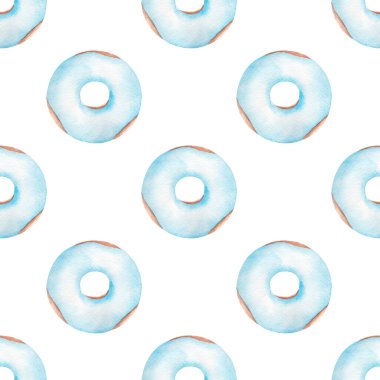 Mavi çörekler suluboya klipsli dijital kağıt. El boyası pürüzsüz desen.