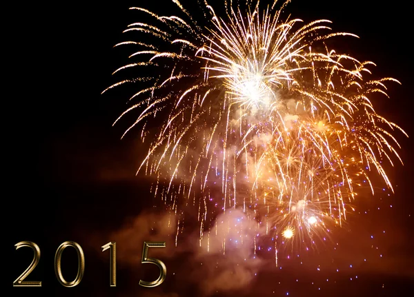 Bonne année 2015 - feux d'artifice de nuit — Photo