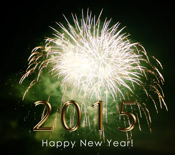 Feliz año nuevo 2015 - fuegos artificiales por la noche — Foto de Stock