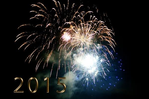 Bonne année 2015 - feux d'artifice de nuit — Photo