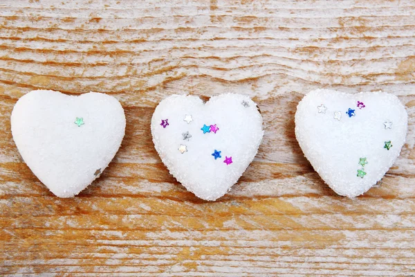 Valentines Day - hearts on wooden background — Stock Photo, Image