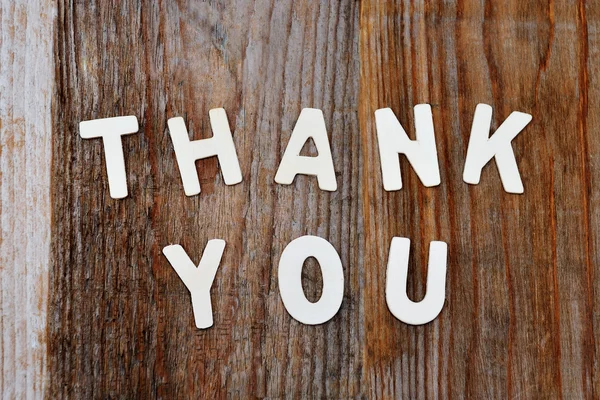 Thank you words on wooden background — Stock Photo, Image