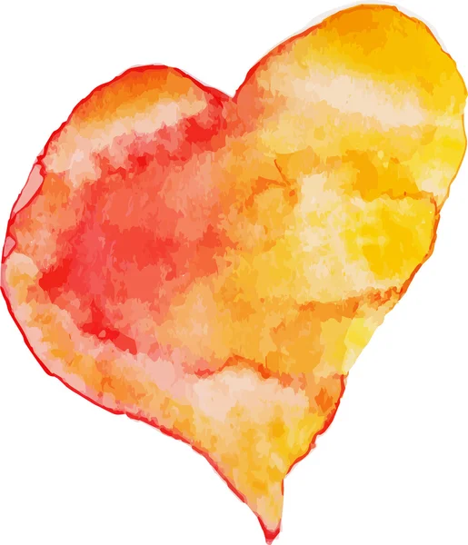 Red, orange e yellow watercolor heart, vector illustration — Stock Vector