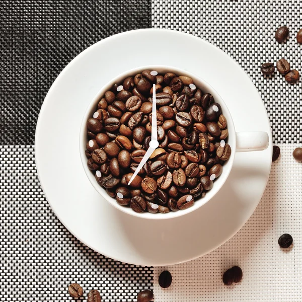 Orologio tempo tazza di caffè - sveglia concetto di colazione — Foto Stock