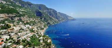 Positano panoramik görünümü, Amalfi coast, İtalya