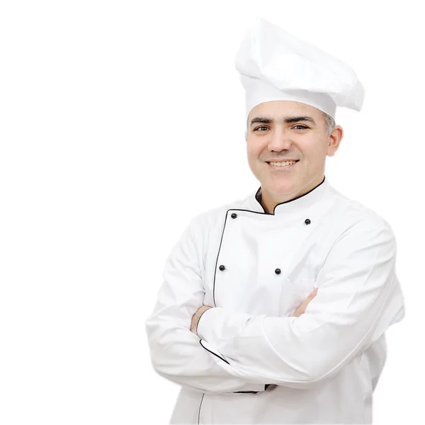 Chef sonriente aislado sobre fondo blanco — Foto de Stock