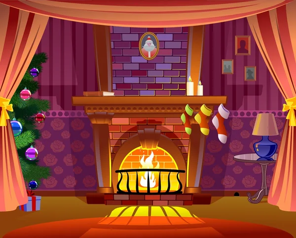 Christmas holiday fireplace Vector Graphics