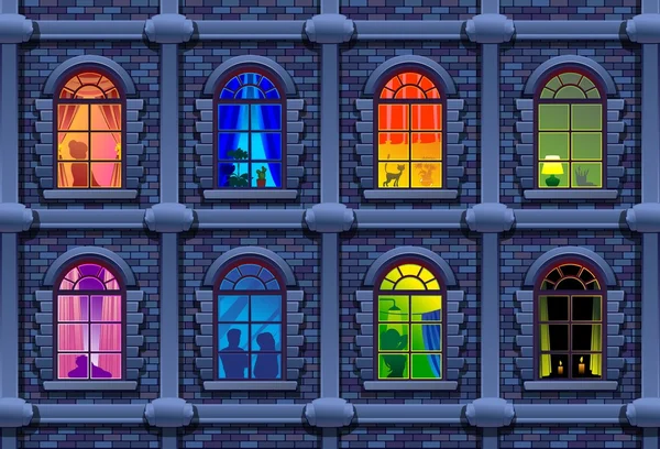 Gece şehir ile pencere eşiği