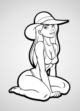 Kız şapka ve bikini