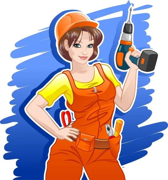 Kask matkap ile kız