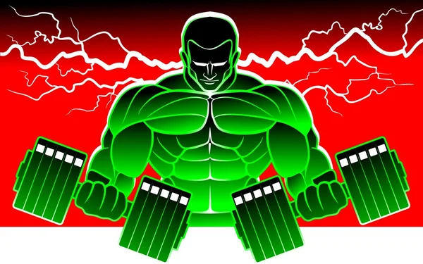 vücut geliştirmeci dumbbells ile