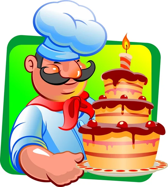 Cocinar y pastel de chocolate — Vector de stock