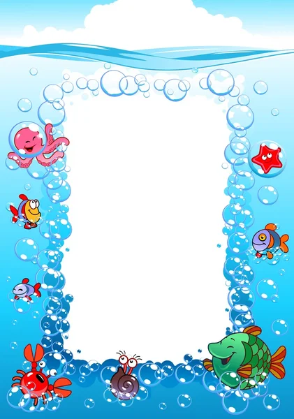 Frame with sea creatures — Stock Vector