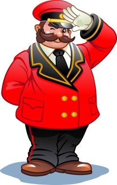 Doorman in a red suit clipart