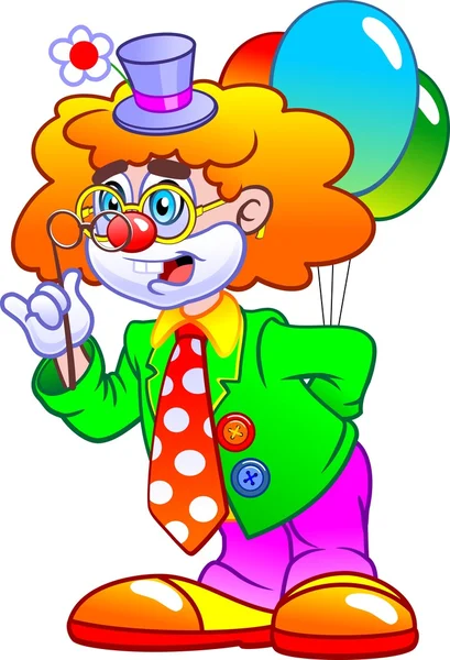 Grappige clown met ballonnen. — Stockvector