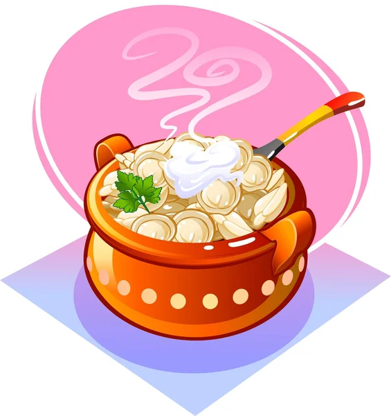 Ekşi krema ile tencerede köfte.