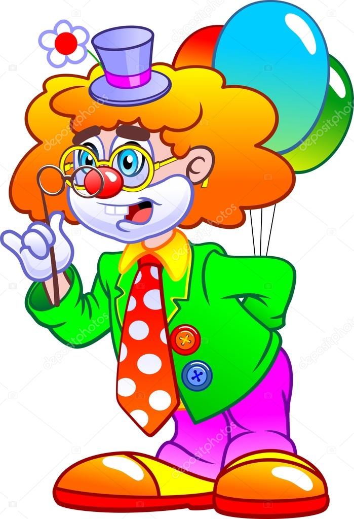 Funny clown with balloons.