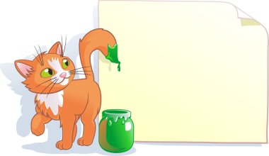 Çizgi film. Kedi boya yazdı
