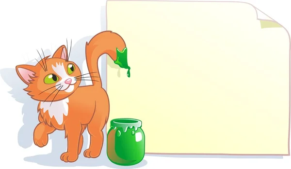 कार्टून. मांजर लिहिले पेंट — स्टॉक व्हेक्टर