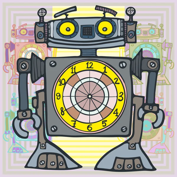 Monster robot horloge — Stockvector