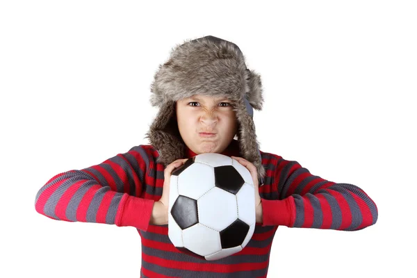 Niño con sombrero peludo — Foto de Stock