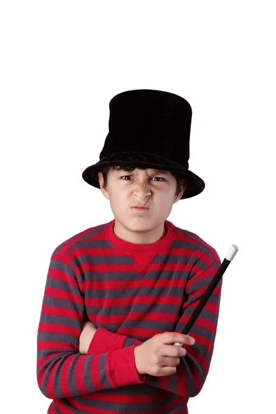 Young magician boy - isolated on white background — Stock Photo, Image