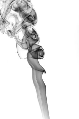 Beyaz arkaplanda siyah dumanın soyut şekli.