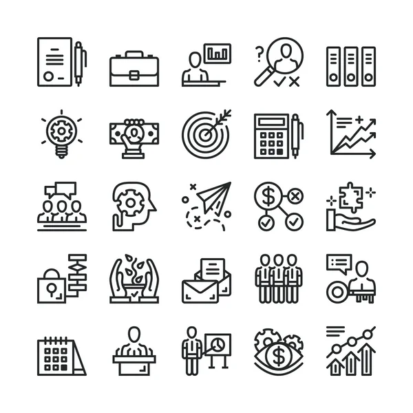 Set di icone business a linea sottile. Trendy web icons set. Icone vettoriali nere — Vettoriale Stock