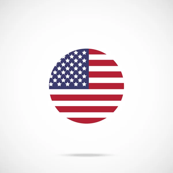 Ícone redondo da bandeira americana. Ícone de bandeira dos EUA com esquema de cores oficial preciso — Vetor de Stock