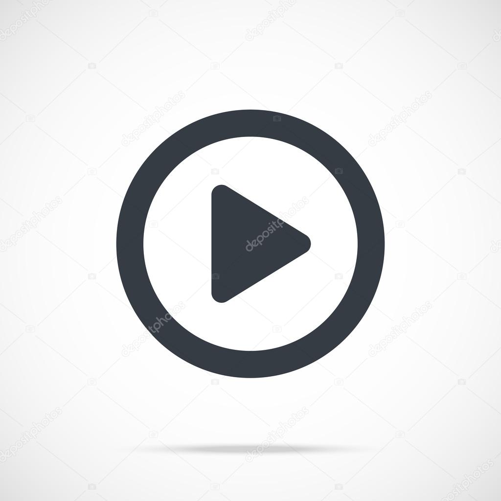 Vector play icon. Black play button, round flat icon